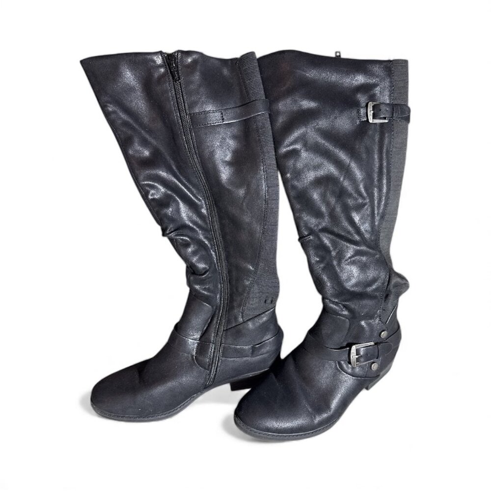 Baretraps Black Knee High Boots Women’s Size 7M – Buckle Detail Tall Boots